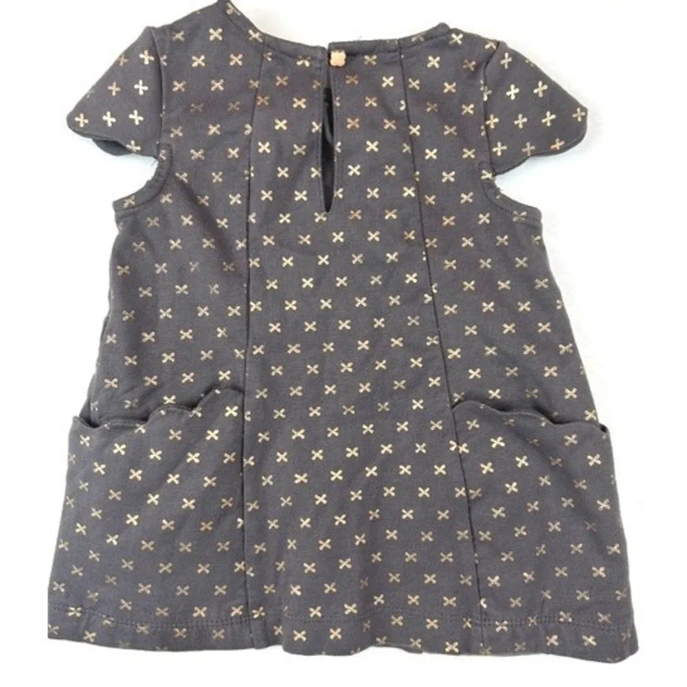 Catherine Malandrino Dress Grey Gold Metallic X Bow Kids 24M